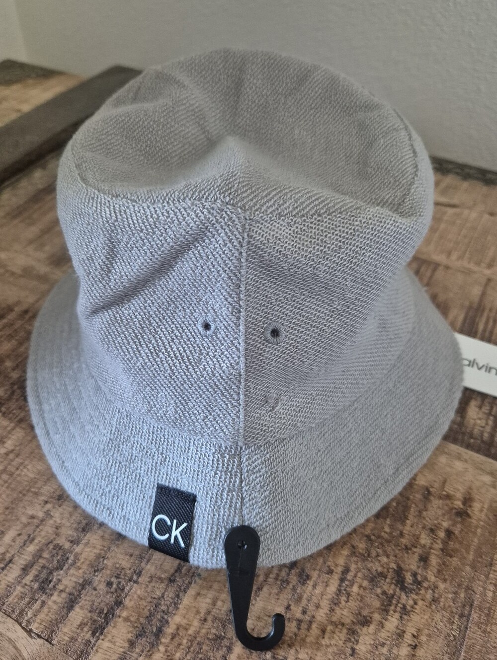 Calvin Klein Unisex Light Gray Bucket Hat with CK Tag